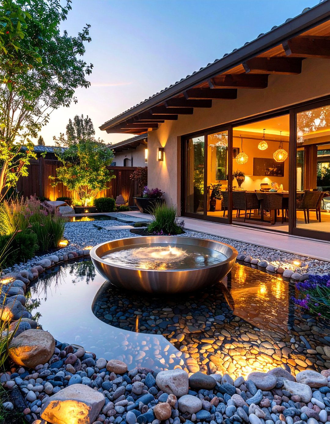 Gravel Water Feature Mirror - 20 Gravel Garden Ideas