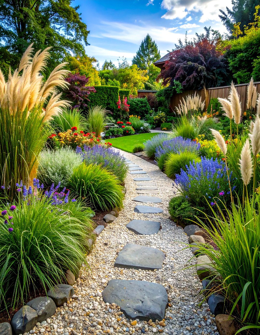 Gravel and Ornamental Grasses That Dance in Wind - 20 Gravel Garden Ideas