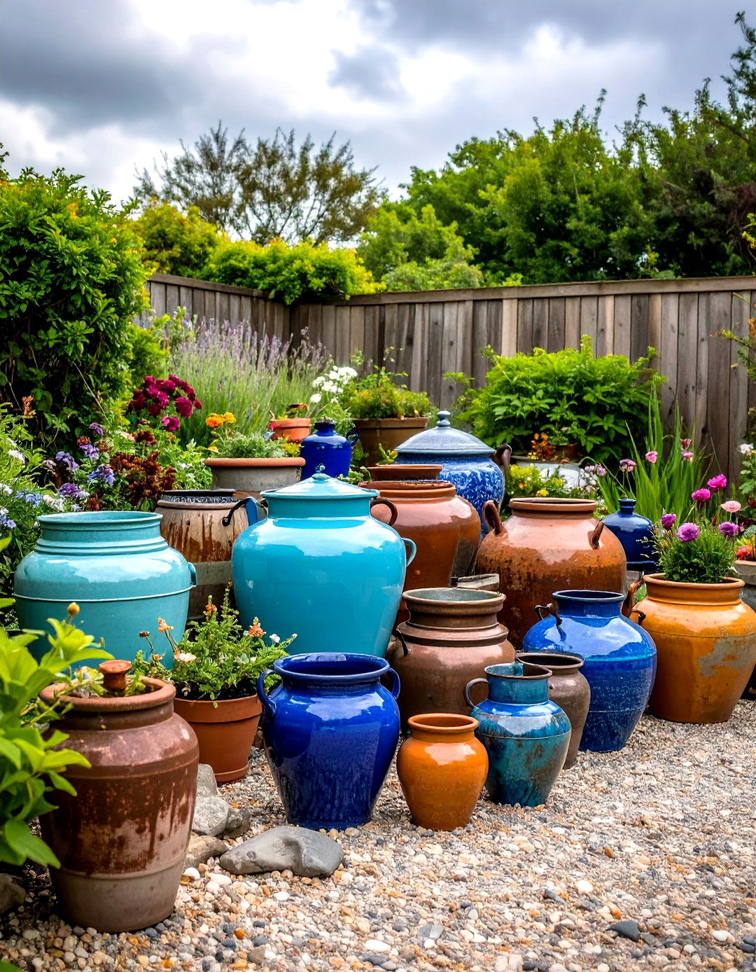 Gravel and Pot Showcase for Instant Height - 20 Gravel Garden Ideas