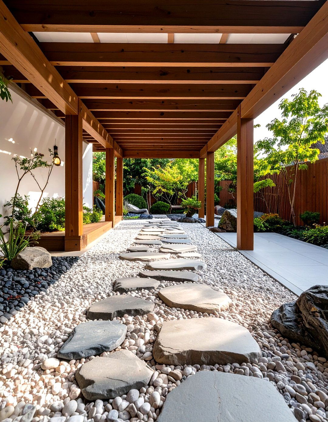 Gravel and Stepping Stone Pergola Flooring - 20 Pergola Flooring Ideas