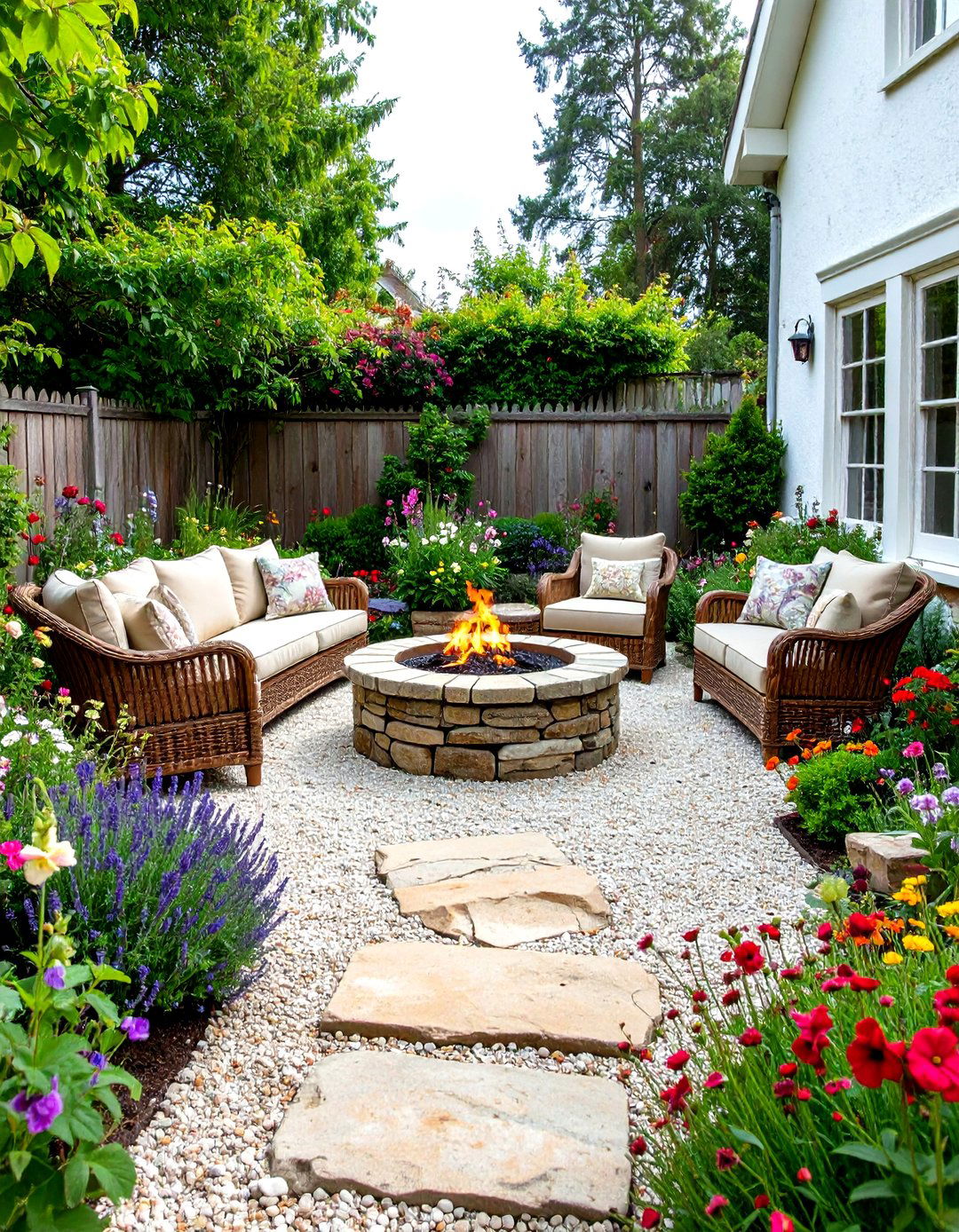 Gravel and Stone Rustic Patio Cottage Garden Style - 20 Rustic Patio Ideas