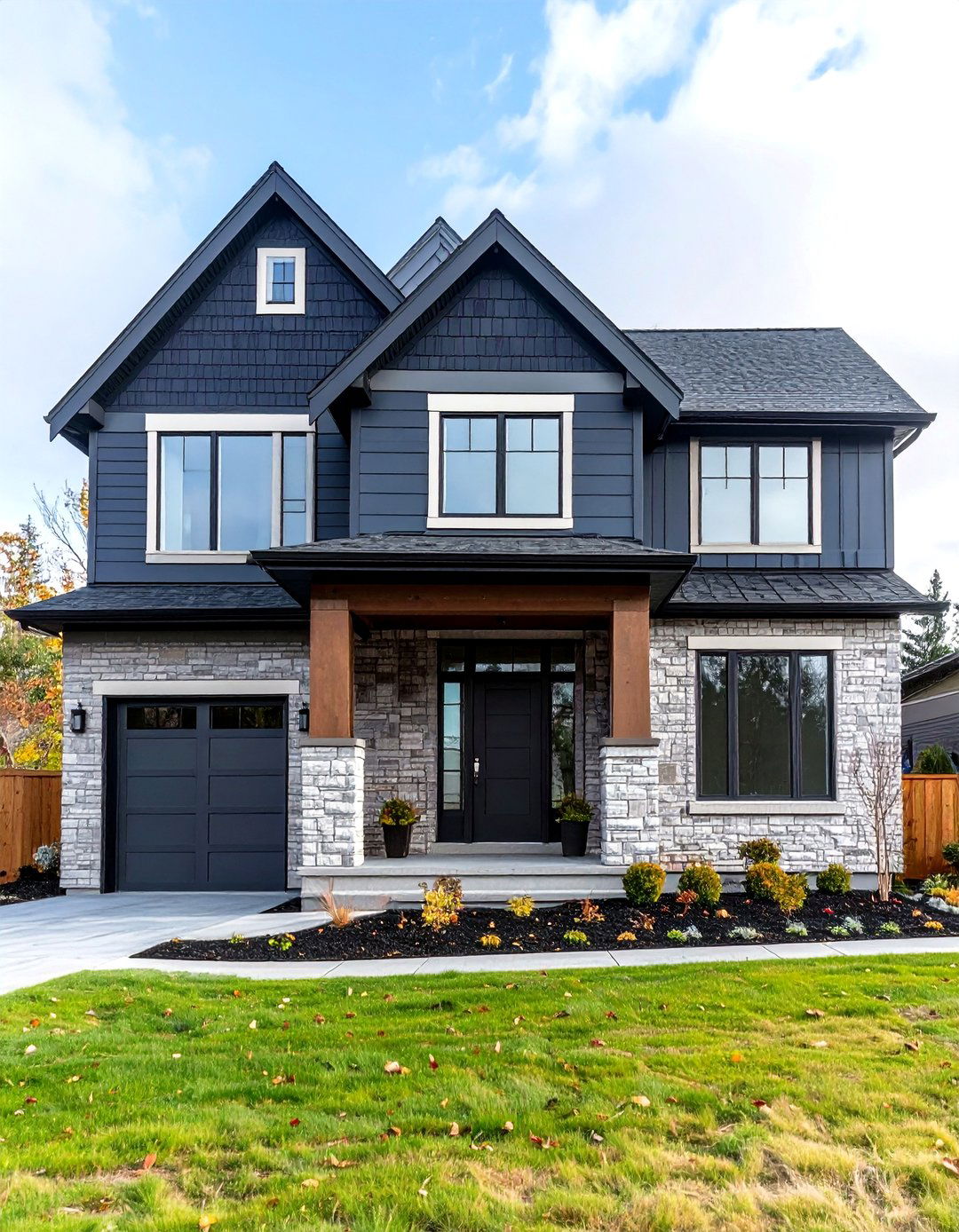 Gray Brick with Charcoal Vinyl - 20 Vinyl Siding and Brick Combinations