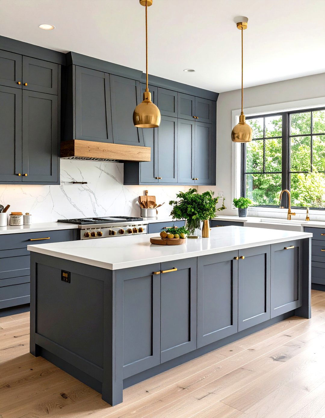 Gray Farmhouse Cabinets with White Quartz Countertops - 20 Farmhouse Kitchen With Gray Cabinets Ideas
