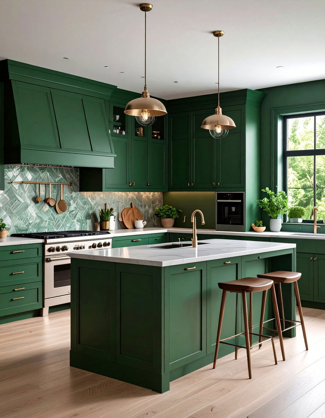 Gray Green Neutrals in a Dark Green Kitchen - 20 Dark Green Kitchen Ideas