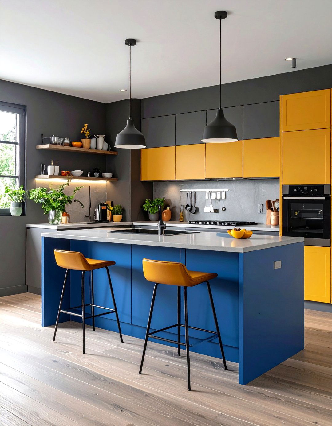 Gray Kitchen Energized by Pops of Color - 20 Gray Kitchens