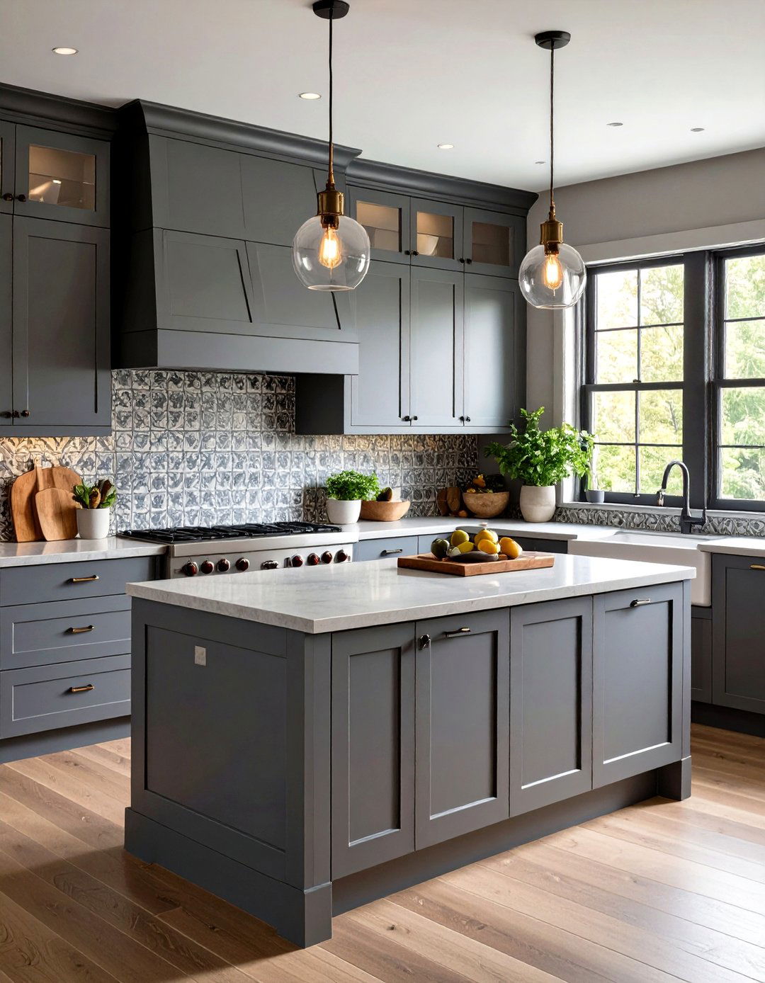 Gray Kitchen with Patterned Tile Backsplash Personality - 20 Gray Kitchens