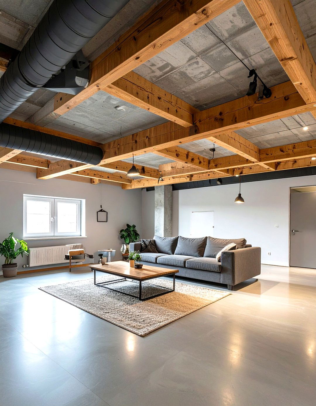 Gray Monochrome Basement Ceiling Treatment - 20 Exposed Basement Ceiling Ideas