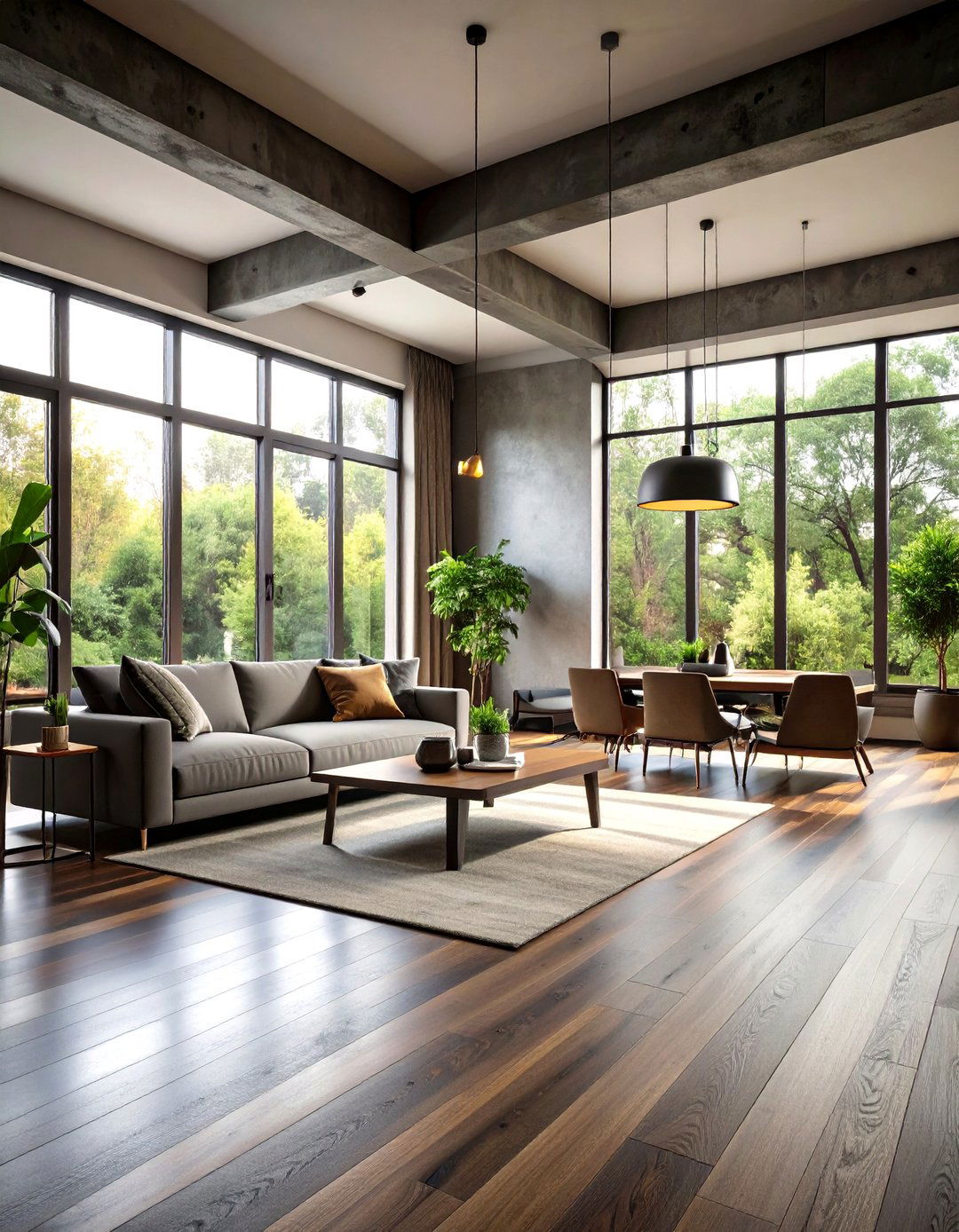 Gray Washed Dark Walnut Floor Modernizes an Urban Loft - 20 Dark Walnut Floors for Rooms