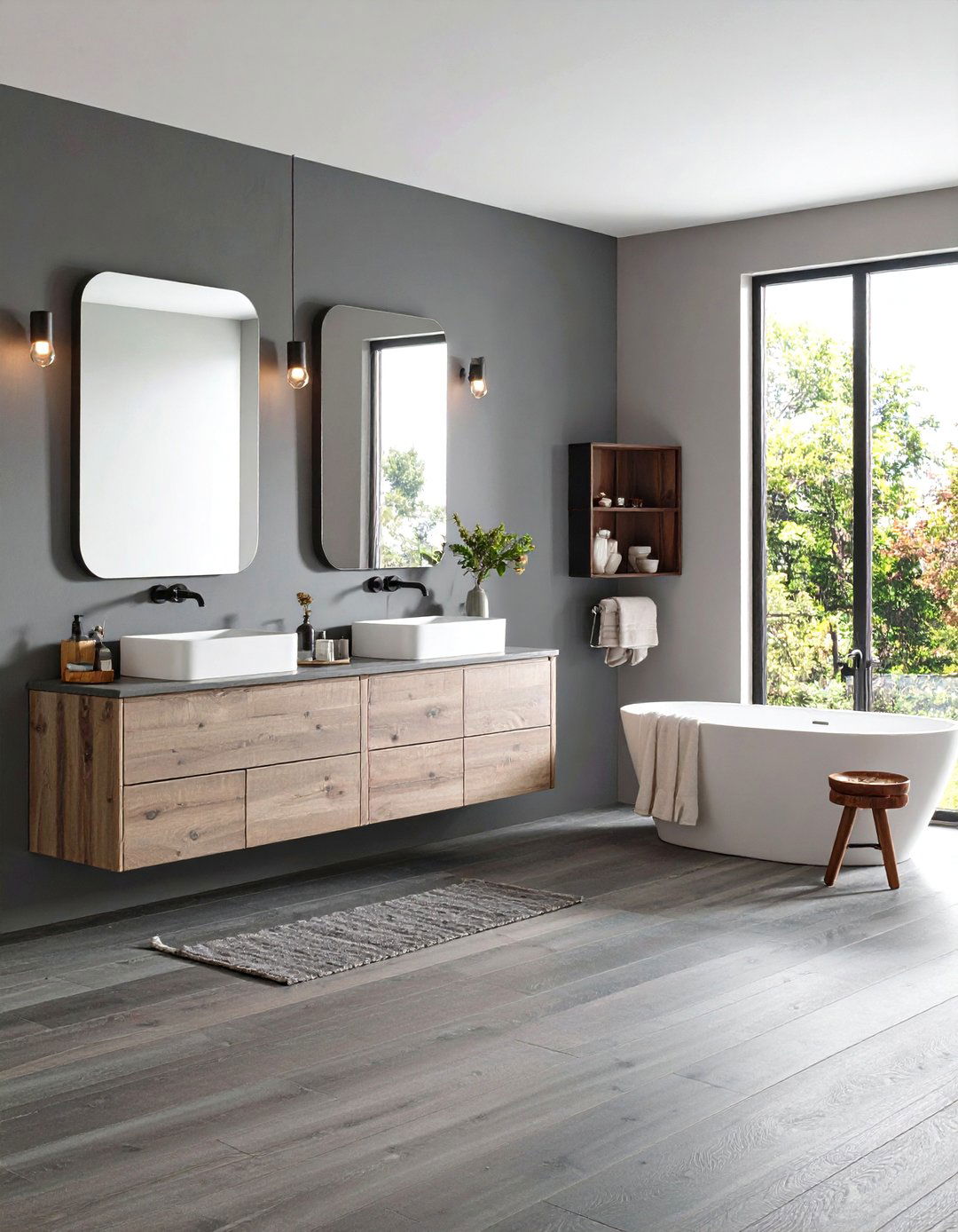 Gray Wood Look Planks Add Instant Warmth - 20 Gray Floor Bathroom Ideas