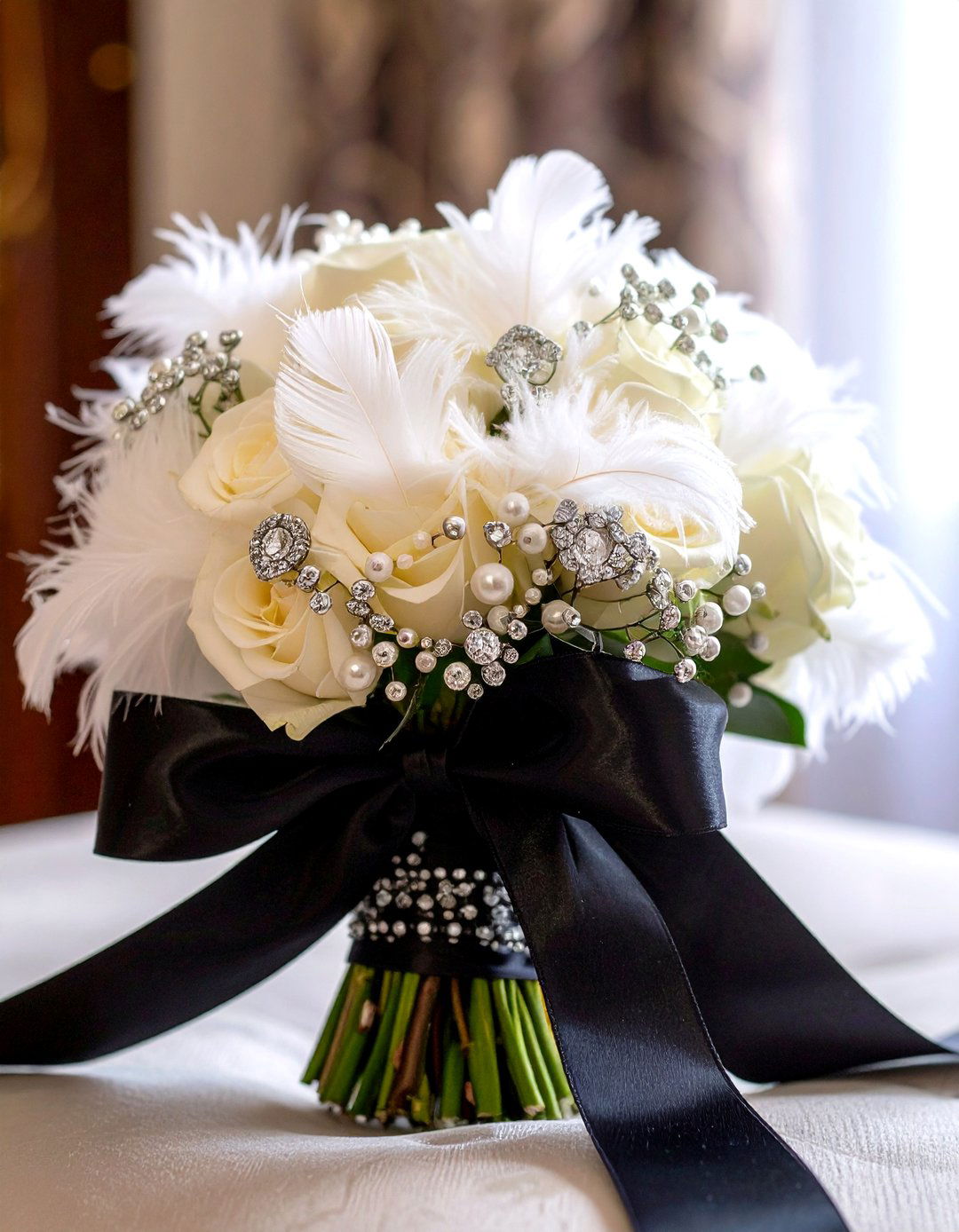 Great Gatsby Feather Bridal Bouquet - 20 Great Gatsby Wedding Ideas