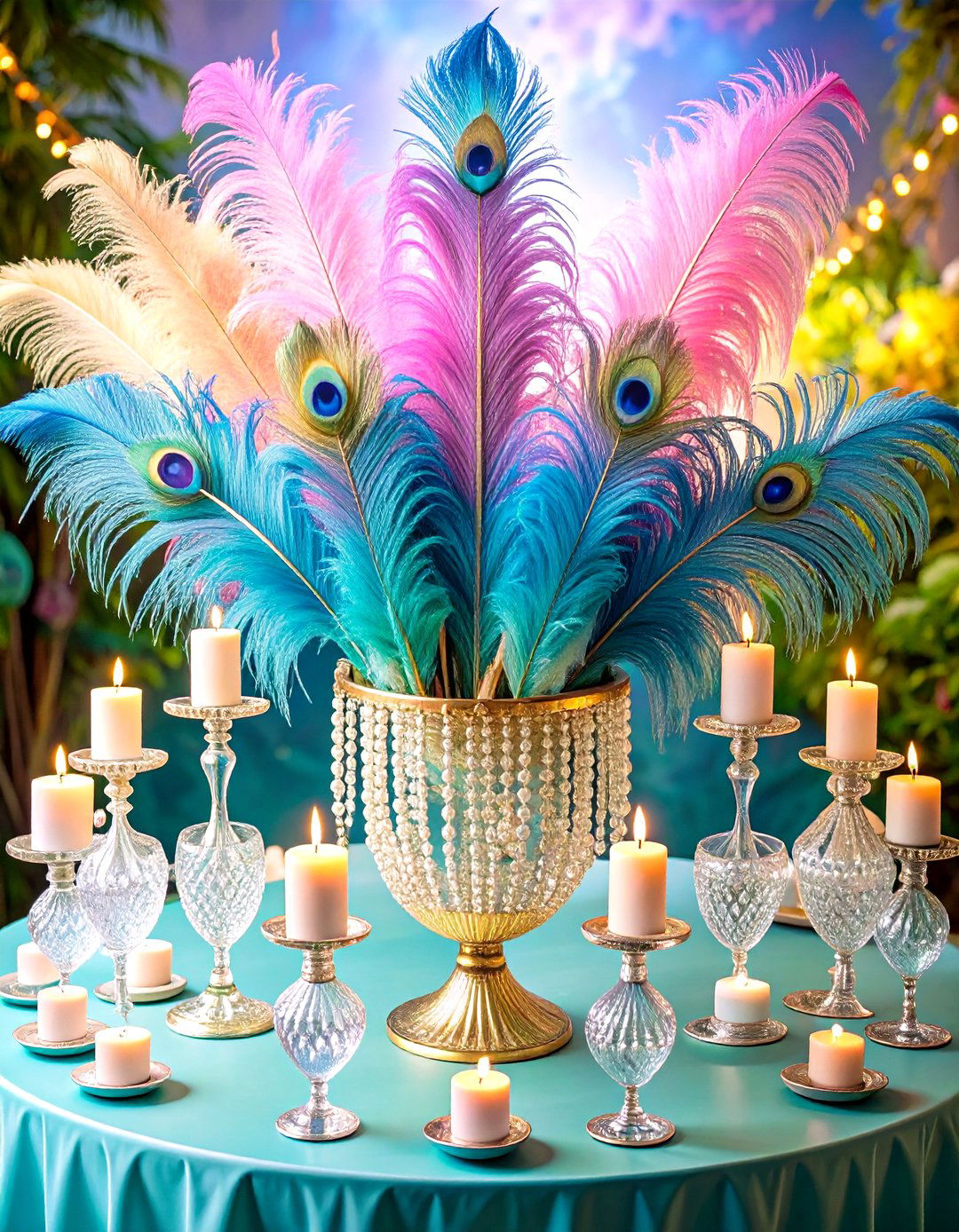 Great Gatsby Feather and Pearl Centerpieces - 20 Great Gatsby Wedding Ideas