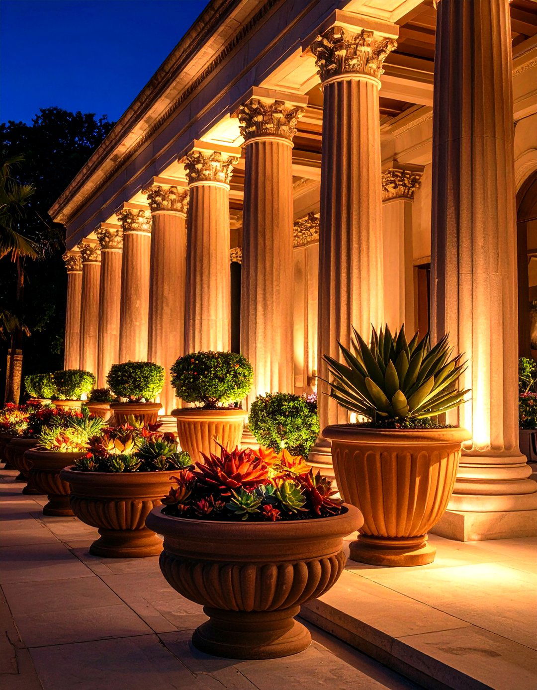 Greek Column Planter Groupings - 20 Greek Garden Ideas