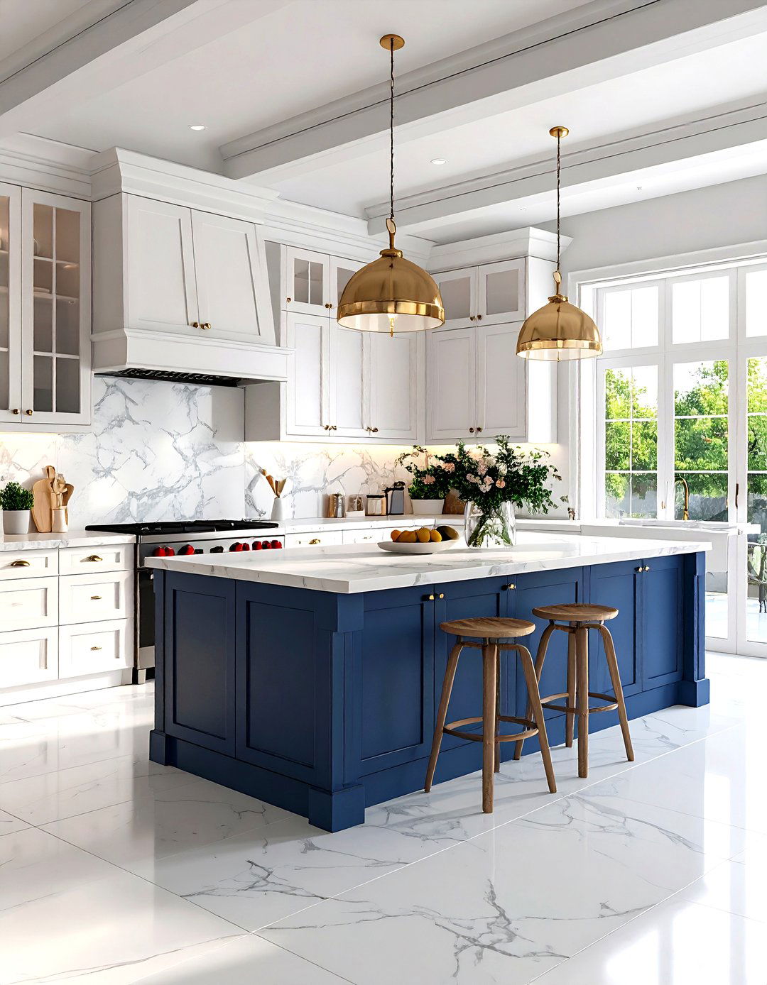 Greek Island Mediterranean Kitchen with Blue and White Accents - 20 Mediterranean Kitchen Ideas