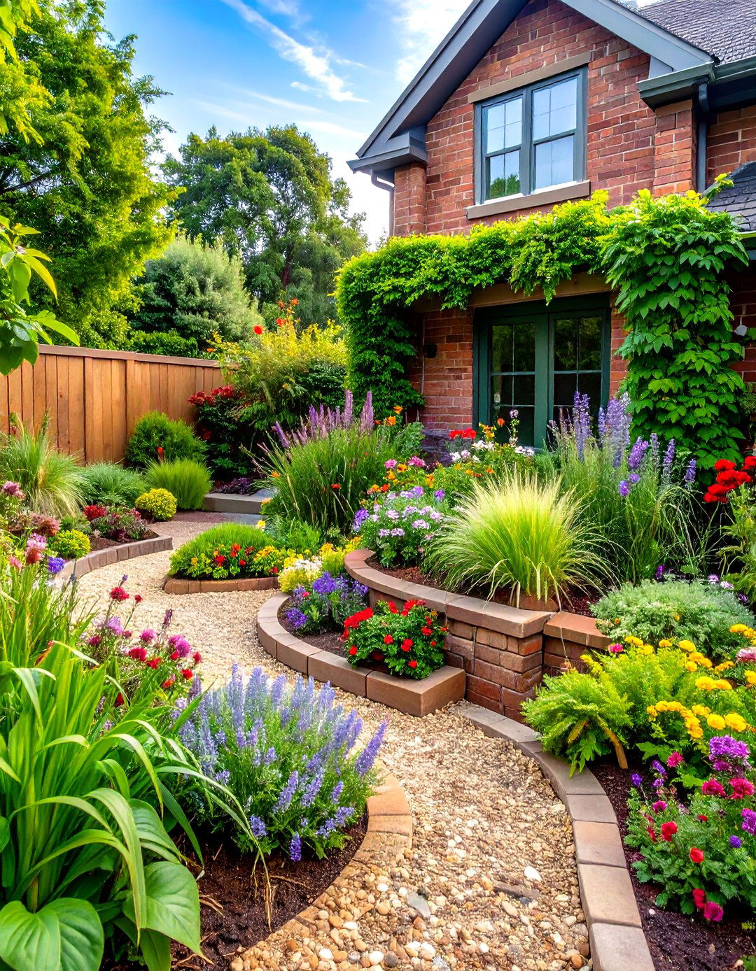 Green Brick Exterior with Native Planting Palette - 20 Green Brick Exterior Home Ideas
