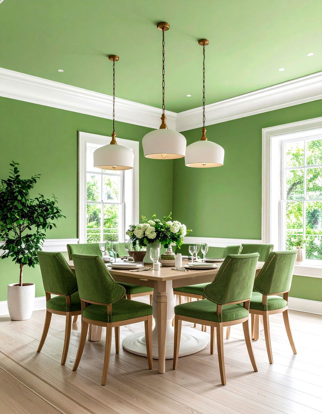 Green Dining Room Ceilings for an Unexpected Twist - 20 Green Dining Room Ideas