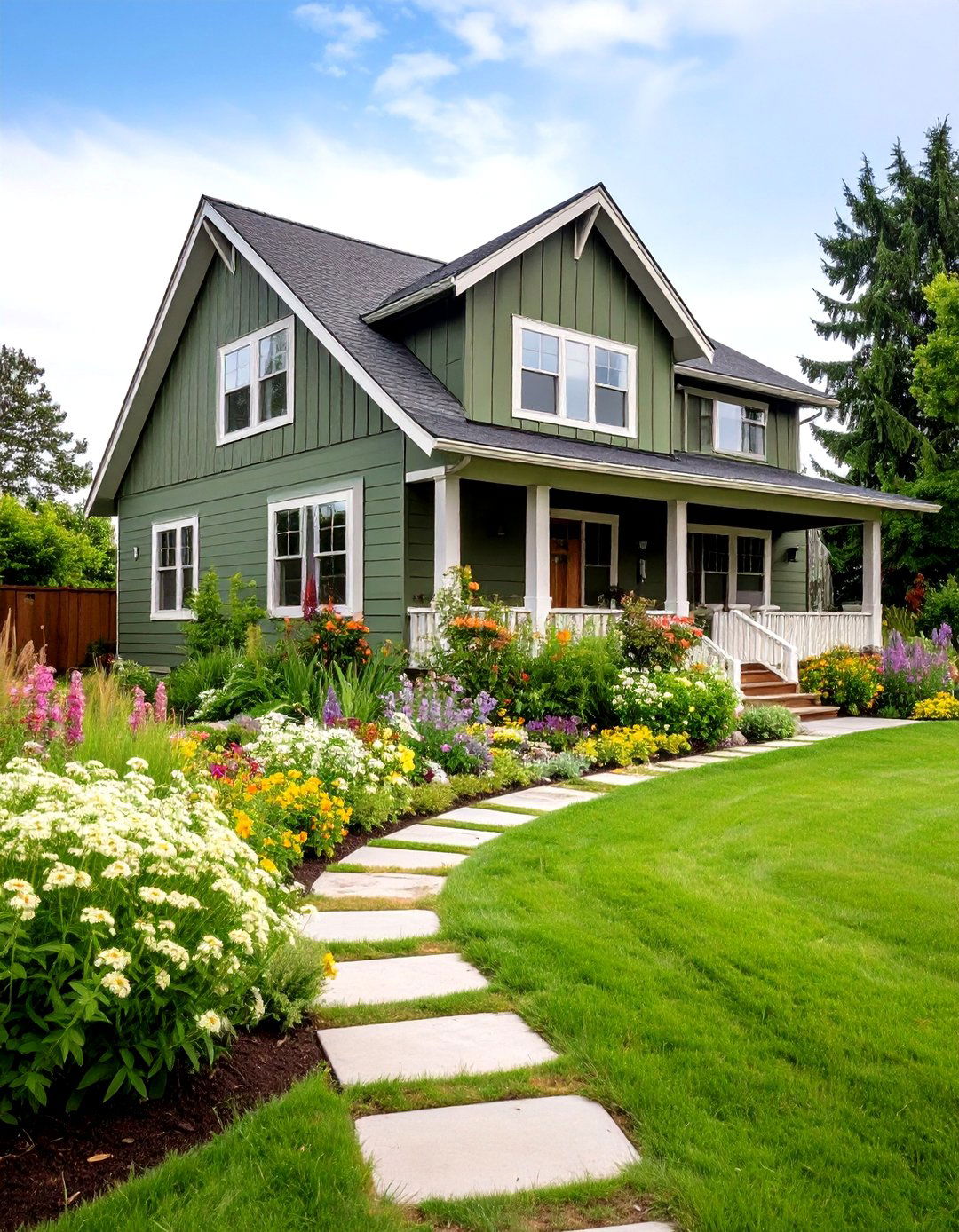 Green Farmhouse Landscaping Integration - 20 Farmhouse Green Exterior Home Ideas