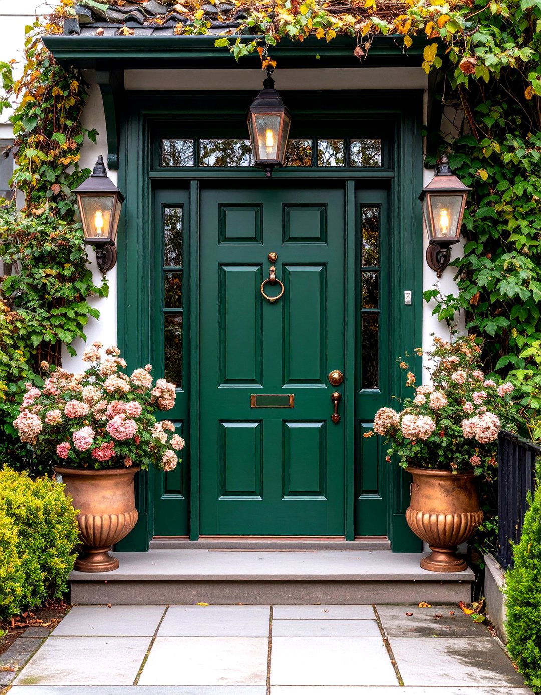 Green Front Door and Living Finish Copper Hardware - 20 Green Front Door Ideas