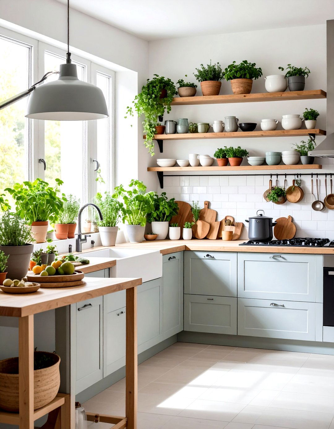 Green Gray Accents for Organic Calm - 20 Grey and White Kitchen Ideas