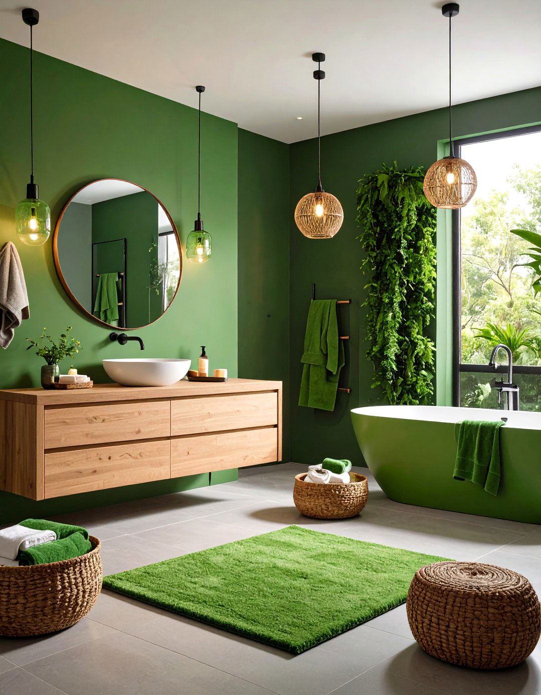 Green Lighting and Accessory Pop - 20 Small Green Bathroom Ideas