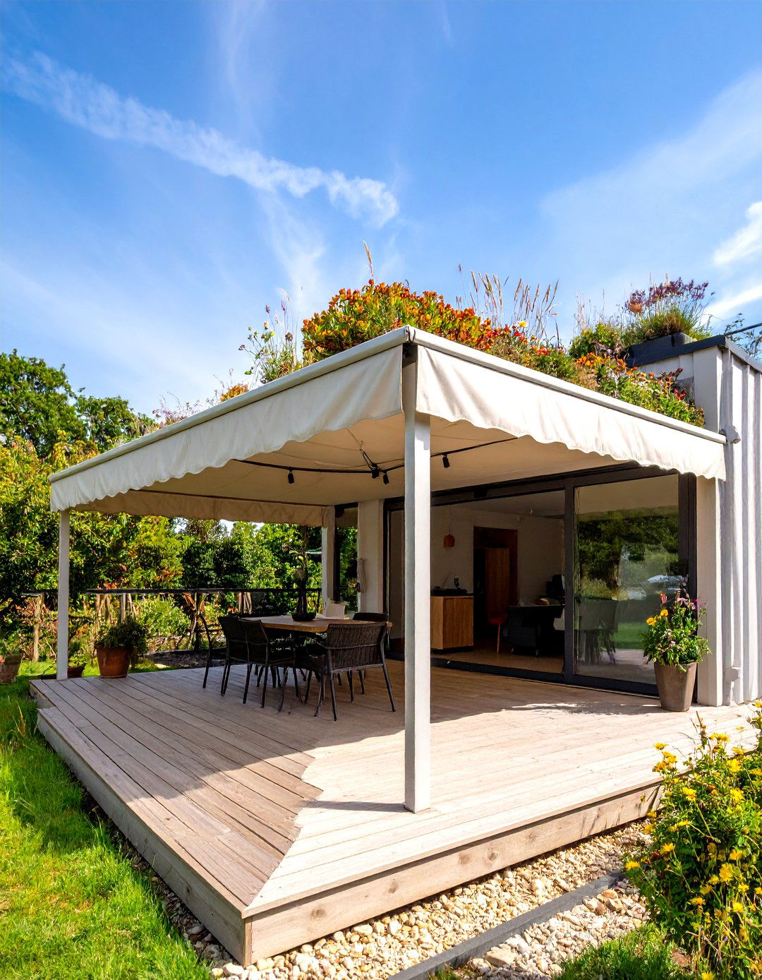 Green Living Roof Deck Awning for Natural Insulation - 20 Deck Awning Ideas