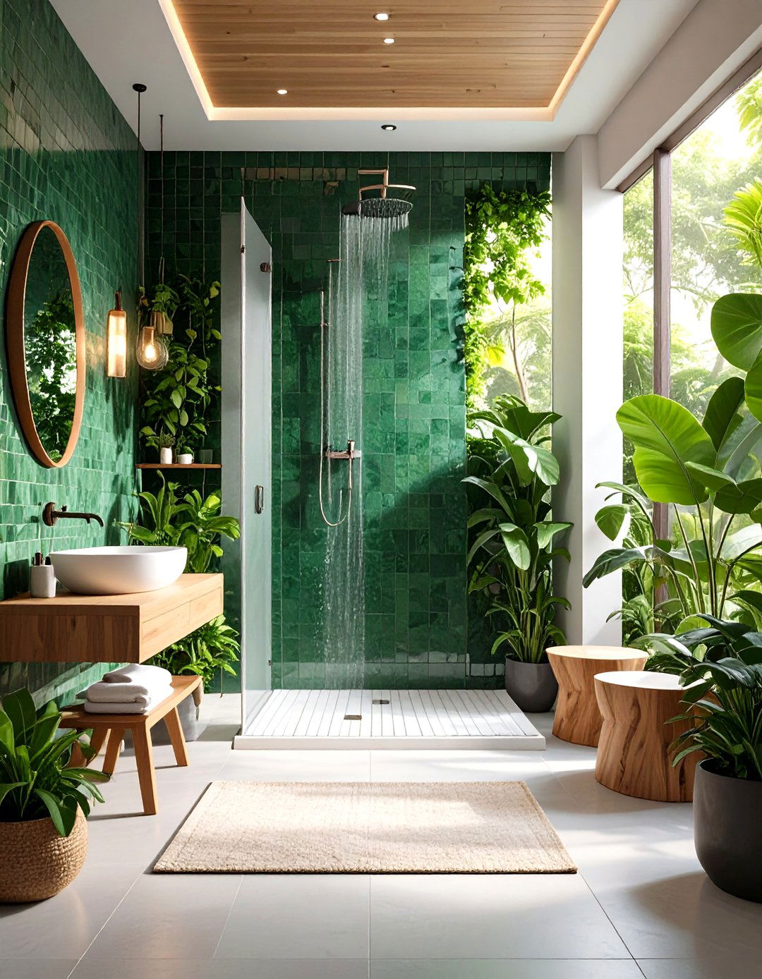Green Mosaic Tile Bathroom Luxe Shower Enclosure - 20 Green Tile Bathroom Ideas