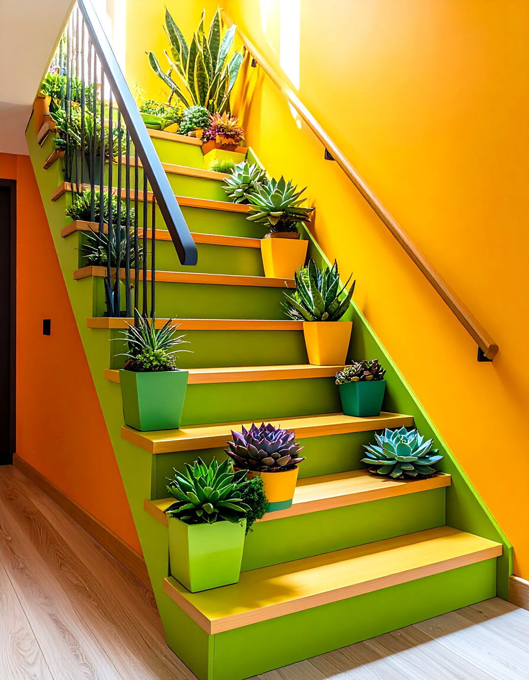 Green Planter Risers - 20 Stair Riser Ideas