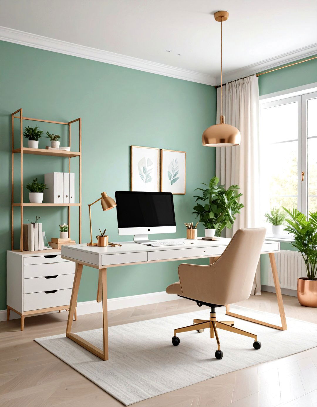 Green Whisper Calming Home Office Paint Color - 20 Home Office Paint Colors