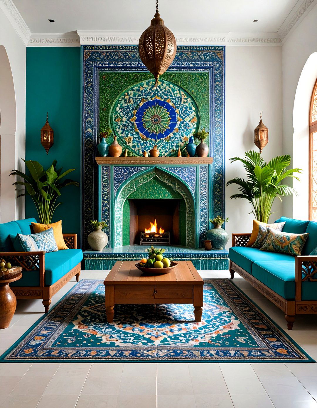 Green Zellige Tile Fireplace Artisan Craft - 20 Green Fireplace Ideas