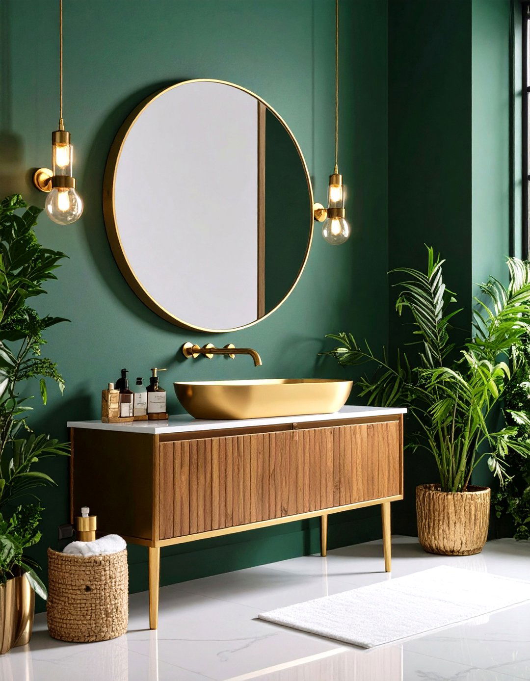 Green and Gold Fixtures Elevate Everyday Rituals - 20 Green Bathroom Ideas