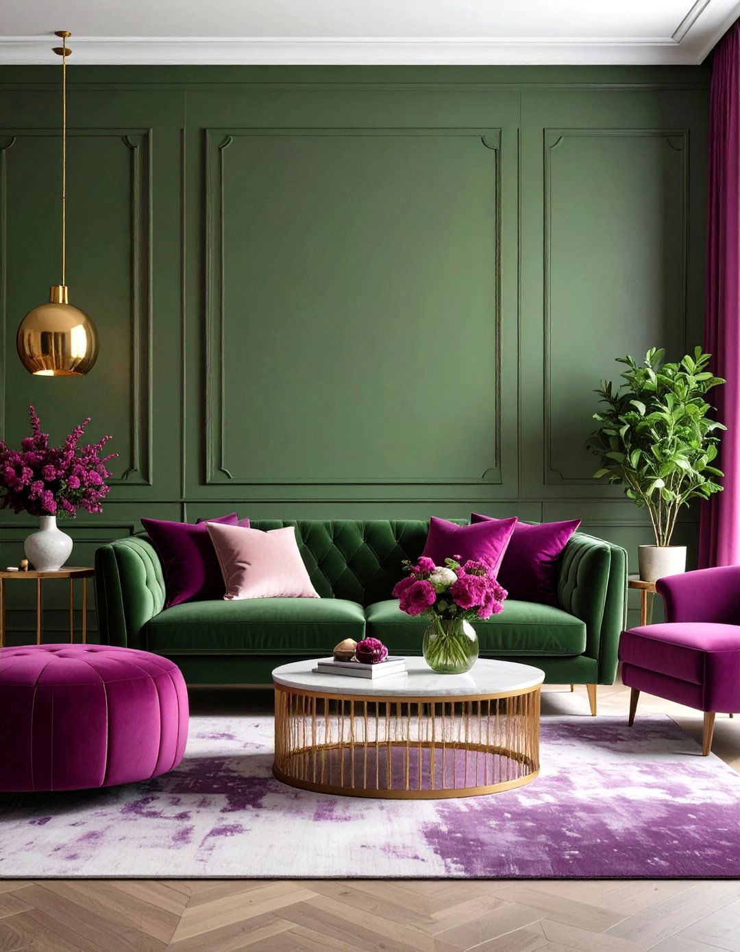Green and Magenta RYB Variant - 20 Two Colour Combination for Living Room