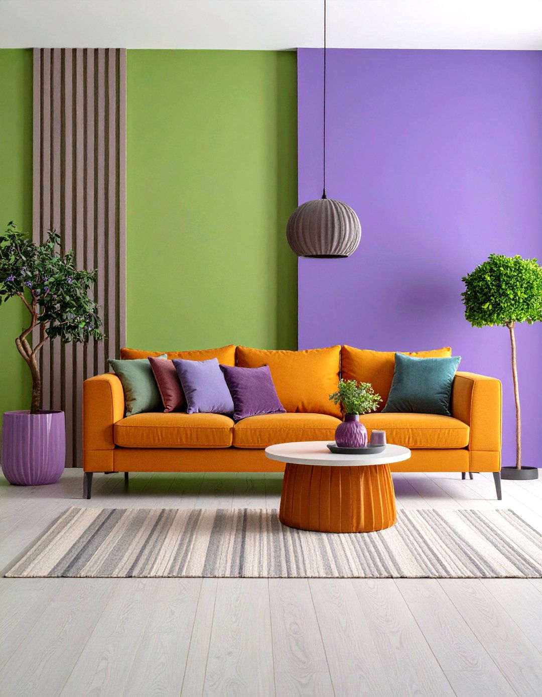 Green and Orange Living Room Celebrating Triadic Color Harmony - 20 Green and Orange Living Room Ideas