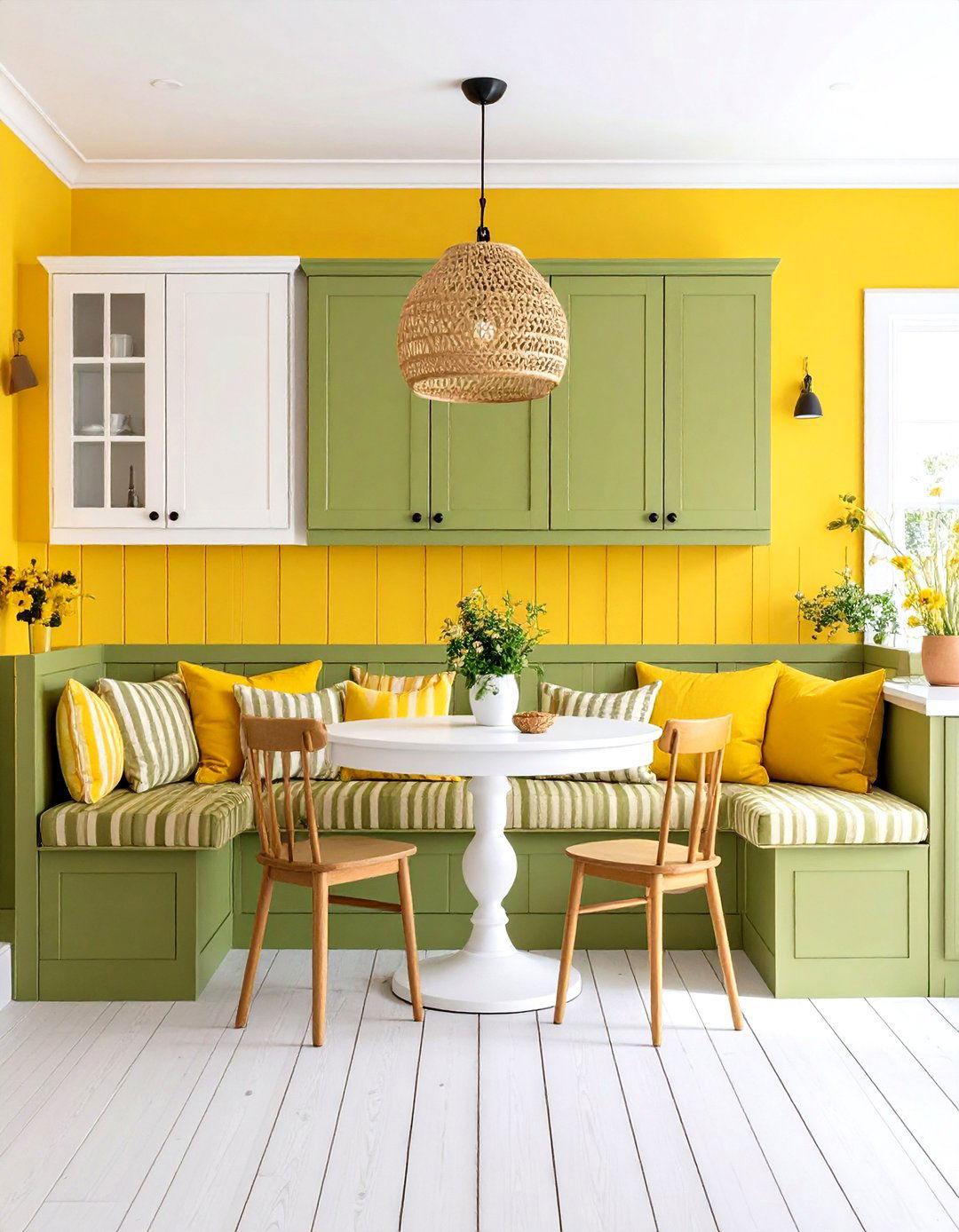 Green and Yellow Breakfast Nook Kitchen - 20 Green and Yellow Kitchen Ideas