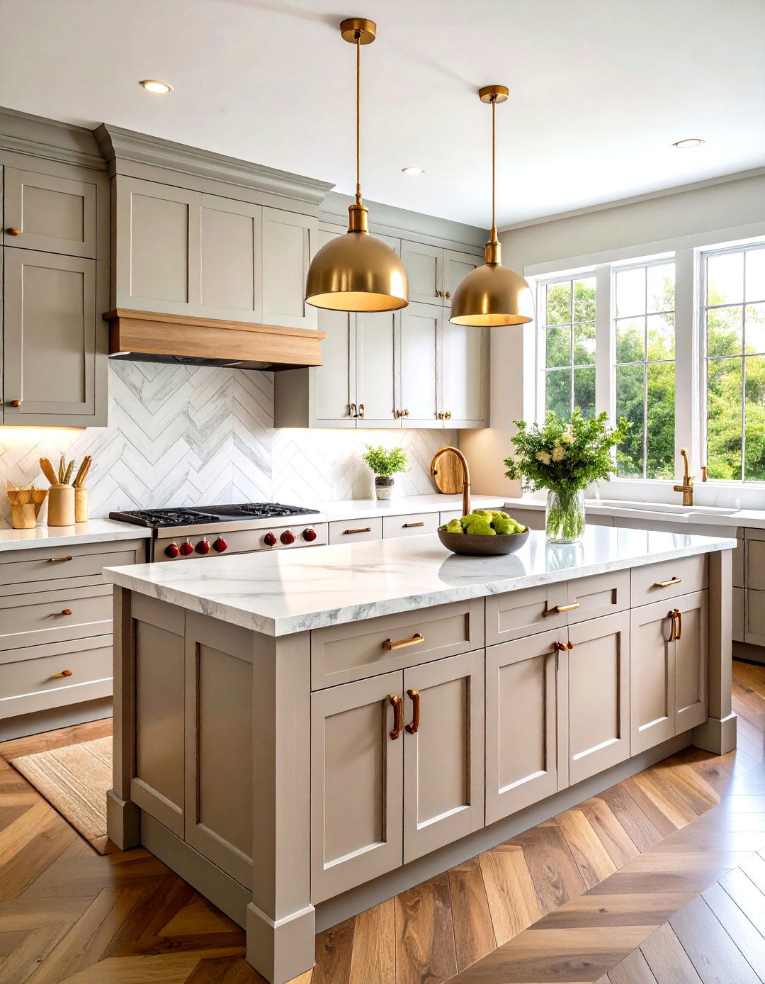 Greige Quartz Countertops Softening Oak Cabinets - 20 what color countertops go with oak cabinets