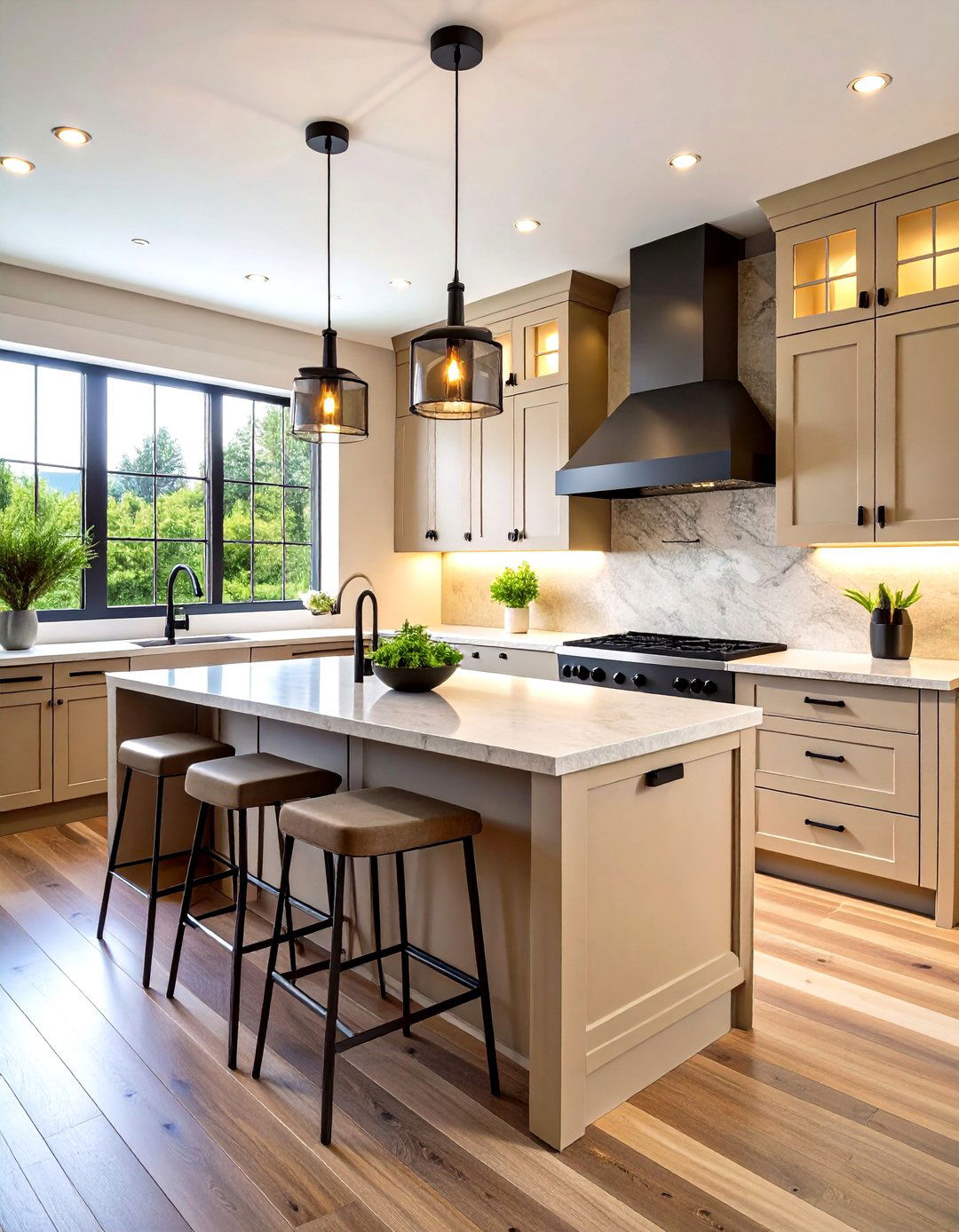 Greige and Black Modern Kitchen Contrast - 20 Greige Interior Design Ideas