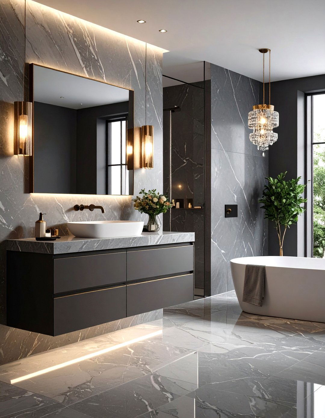 Grey Bathroom Marble Elegance - 20 Grey Bathroom Ideas