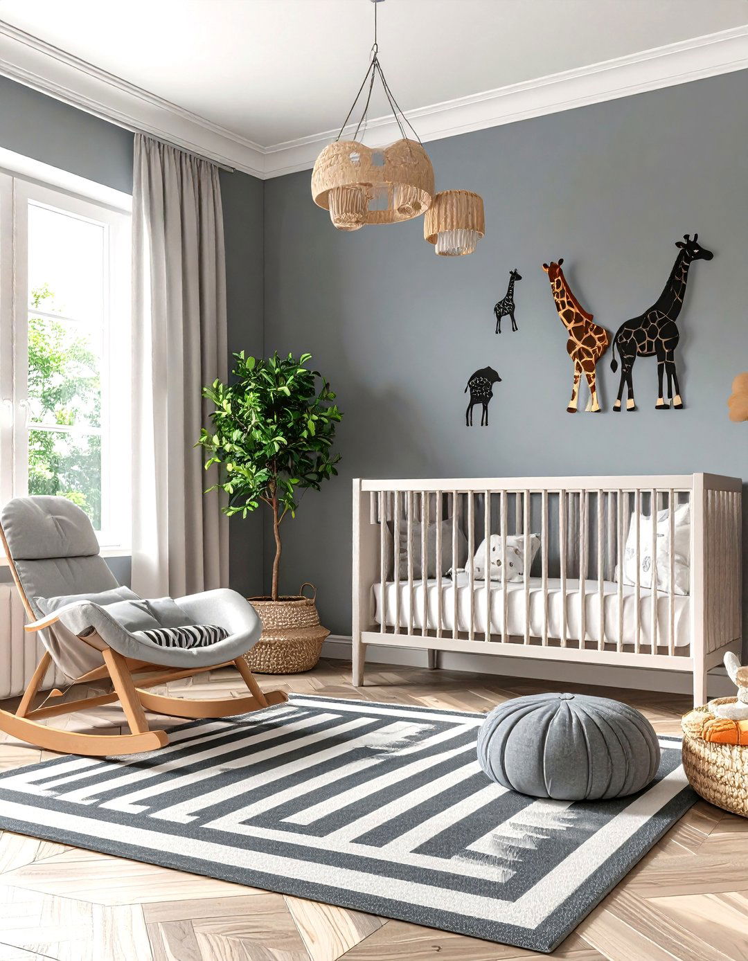 Grey Monochrome Safari Themed Nursery - 20 Grey Nursery Ideas