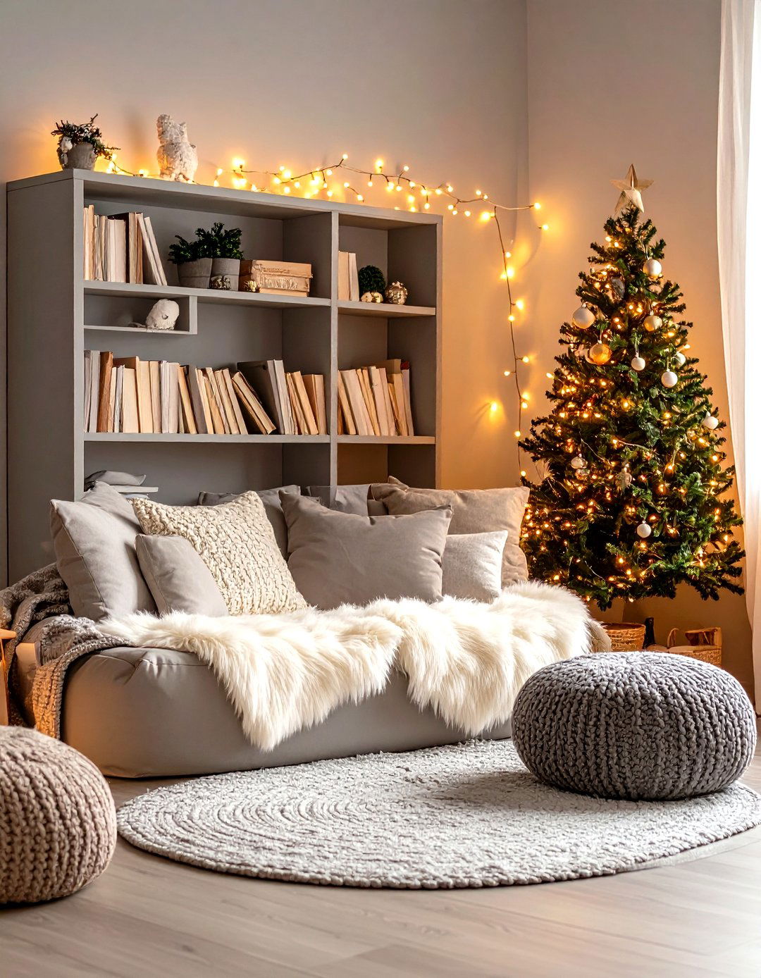 Grey Nursery Reading Nook with Cozy Fabrics - 20 Grey Nursery Ideas