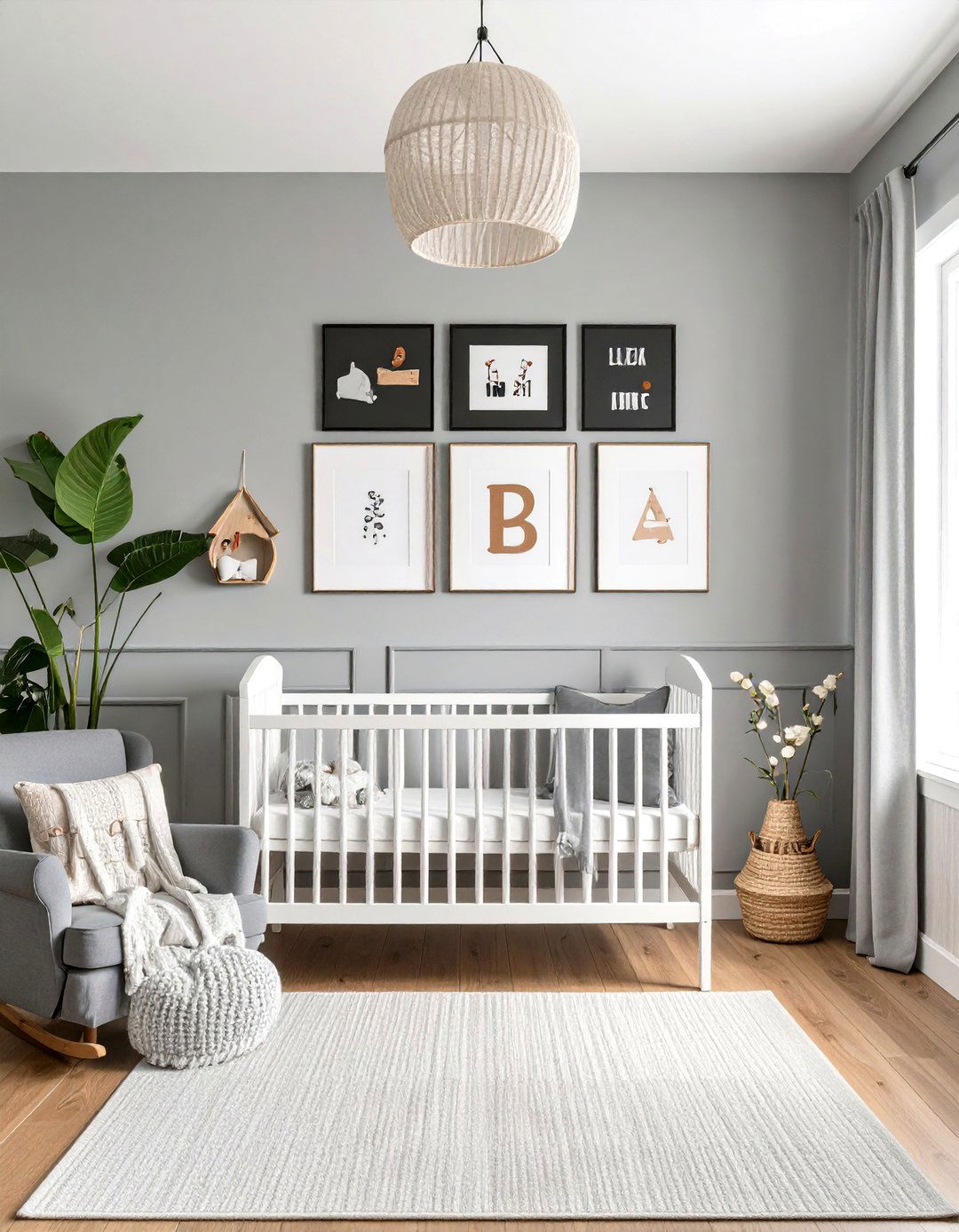 Grey Nursery with Personalized Name Panels - 20 Grey Nursery Ideas