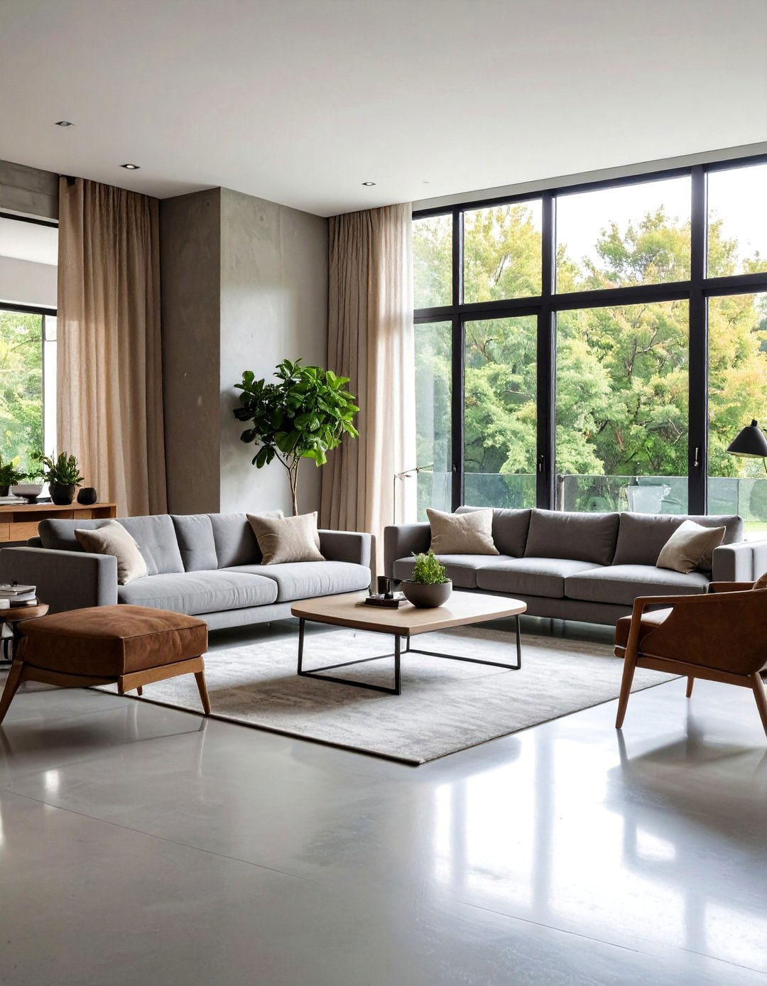 Grey Polished Concrete Flooring Living Room - 20 grey flooring living room ideas