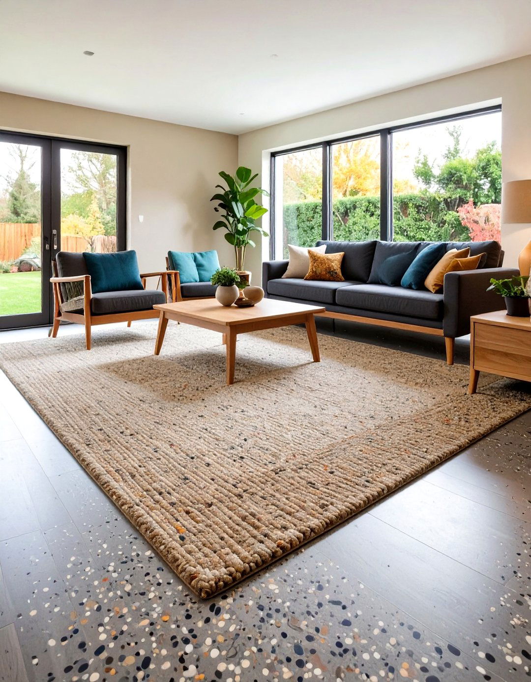 Grey Rubber Resilient Flooring Living Room - 20 grey flooring living room ideas