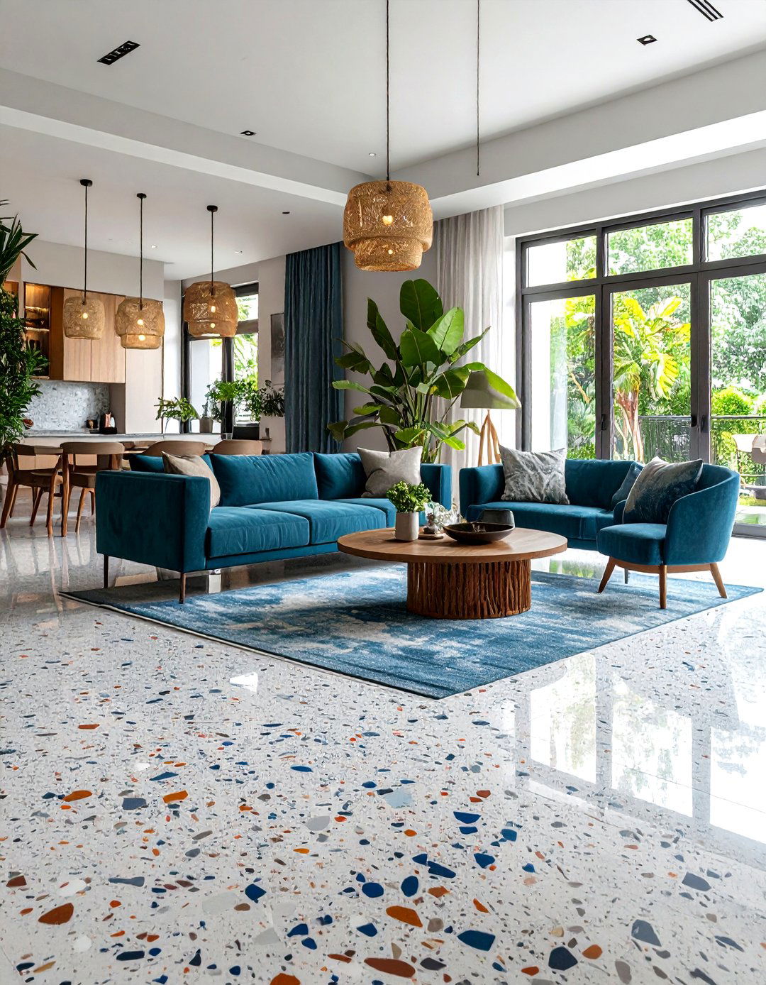 Grey Terrazzo Flooring Living Room - 20 grey flooring living room ideas