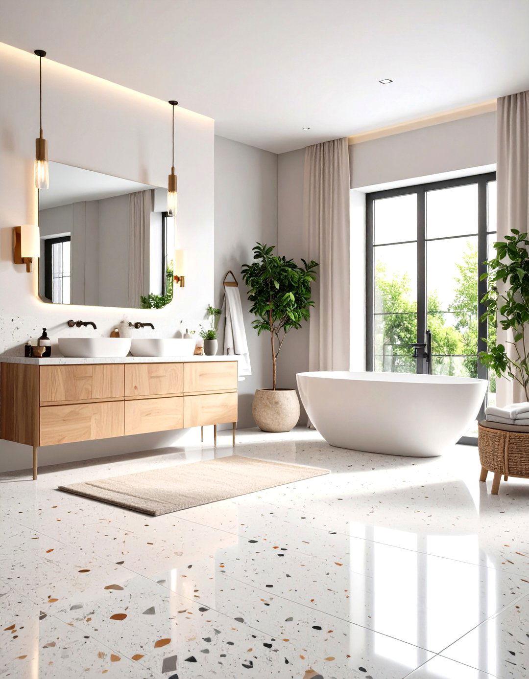 Grey Terrazzo Tile Retro Statement - 20 Grey Tile Bathroom Ideas