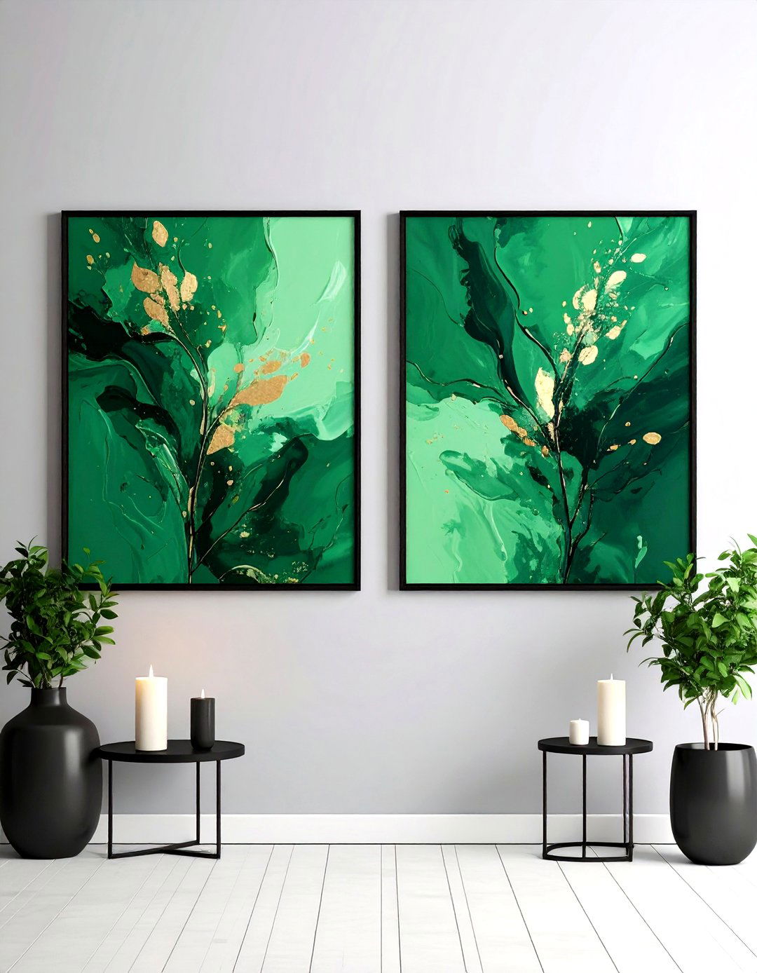 Grey Walls Green Abstract Art Gallery - 20 Green and Grey Living Room Ideas