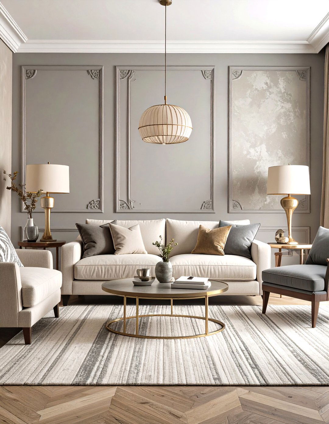 Grey and Beige Living Room with Textured Wall Treatments - 20 Grey and Beige Living Room Ideas