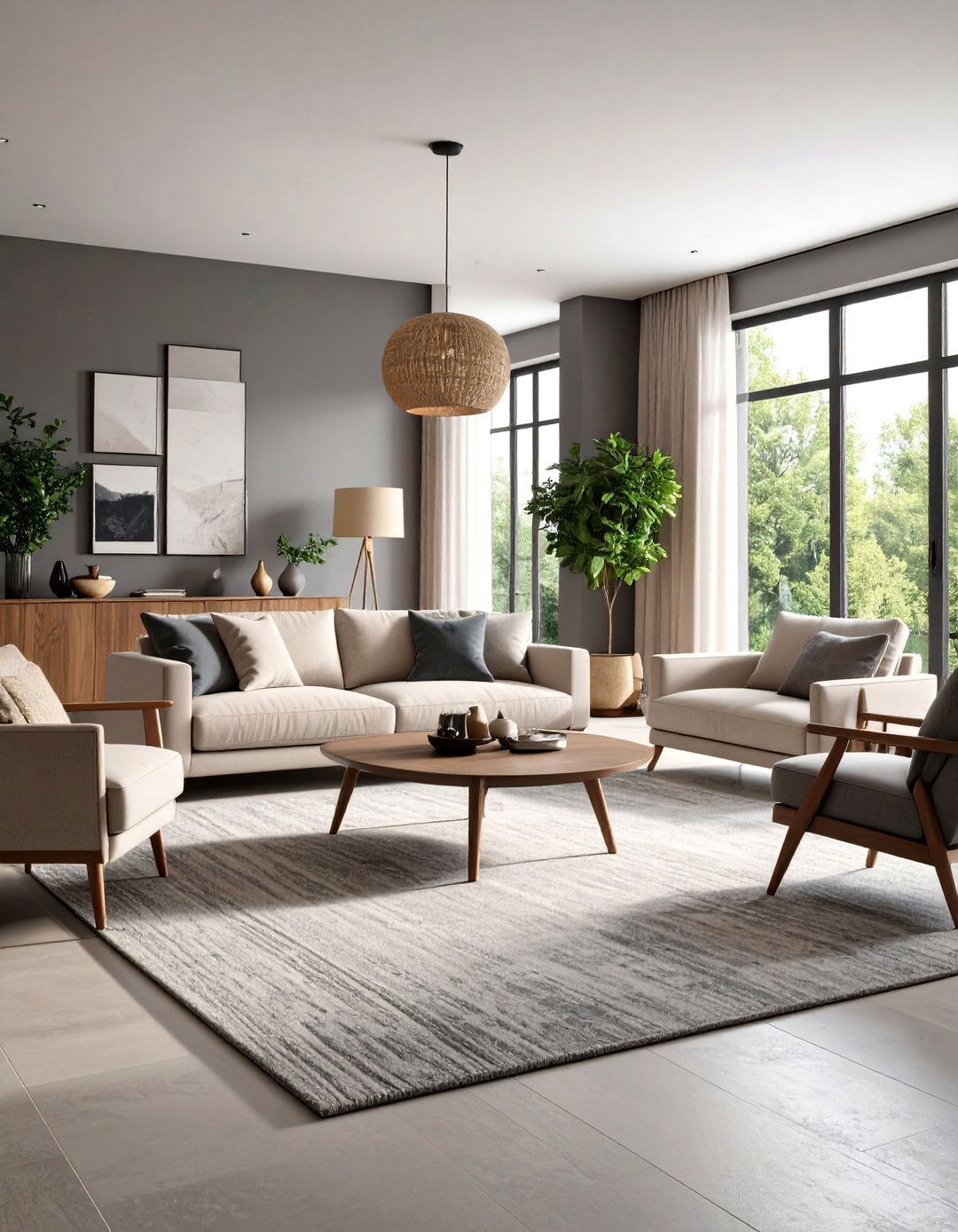 Grey and Beige Open Concept Living Room Design - 20 Grey and Beige Living Room Ideas