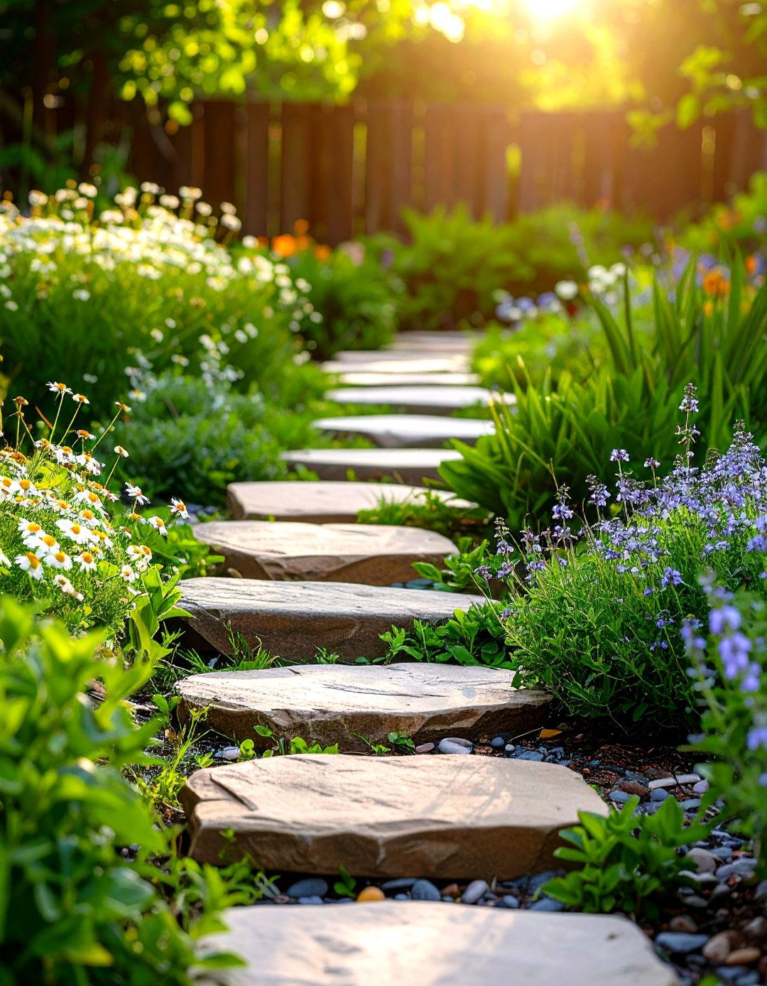 Groundcover Embedded Path - 20 Sloped Walkway Ideas