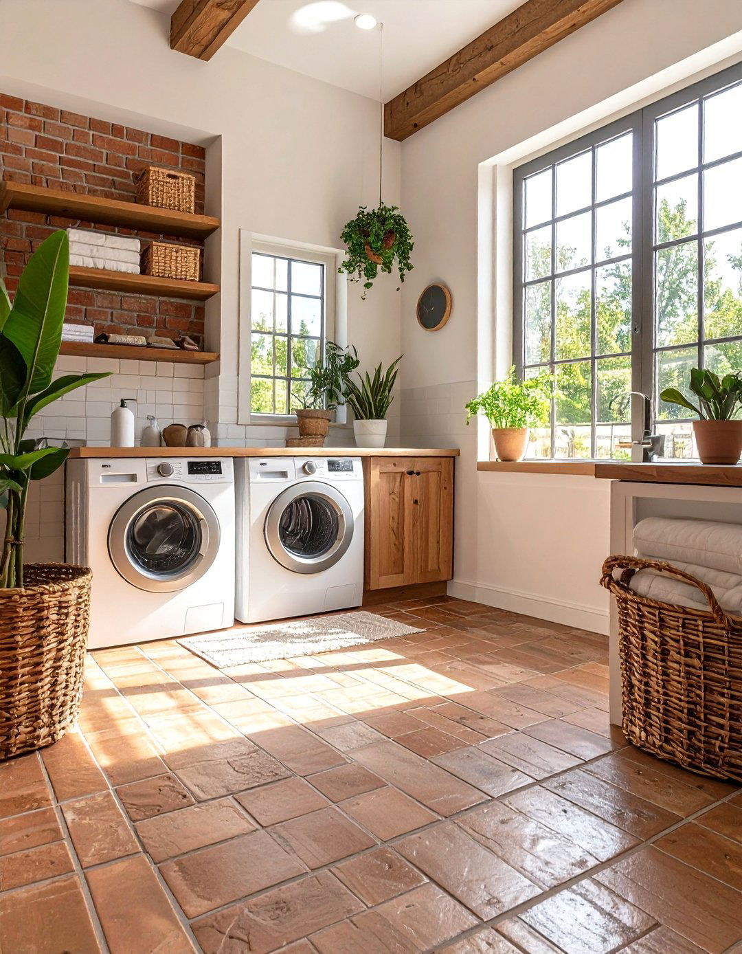 Grout Techniques for Brick Floor Laundry Rooms - 20 Brick Floor Laundry Room Ideas