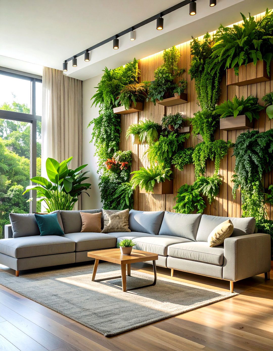 Grow a Living Wall for Instant Wow - 20 Forest Green Living Room Ideas