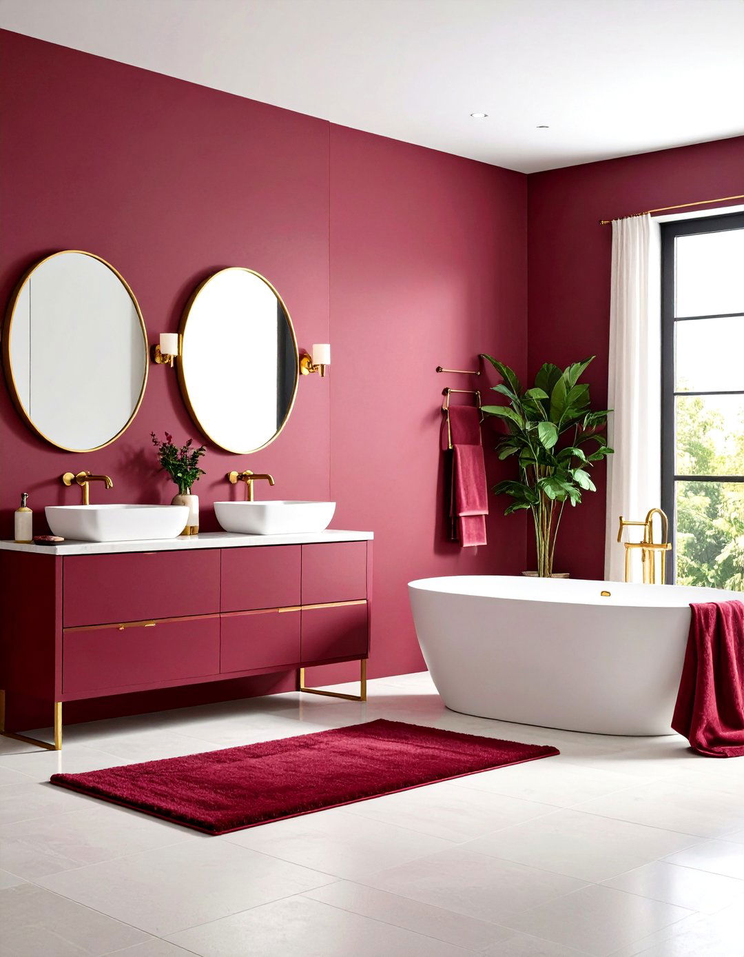 Gryffindor Glam Harry Potter Bathroom in Red and Gold - 20 Harry Potter Bathroom Ideas
