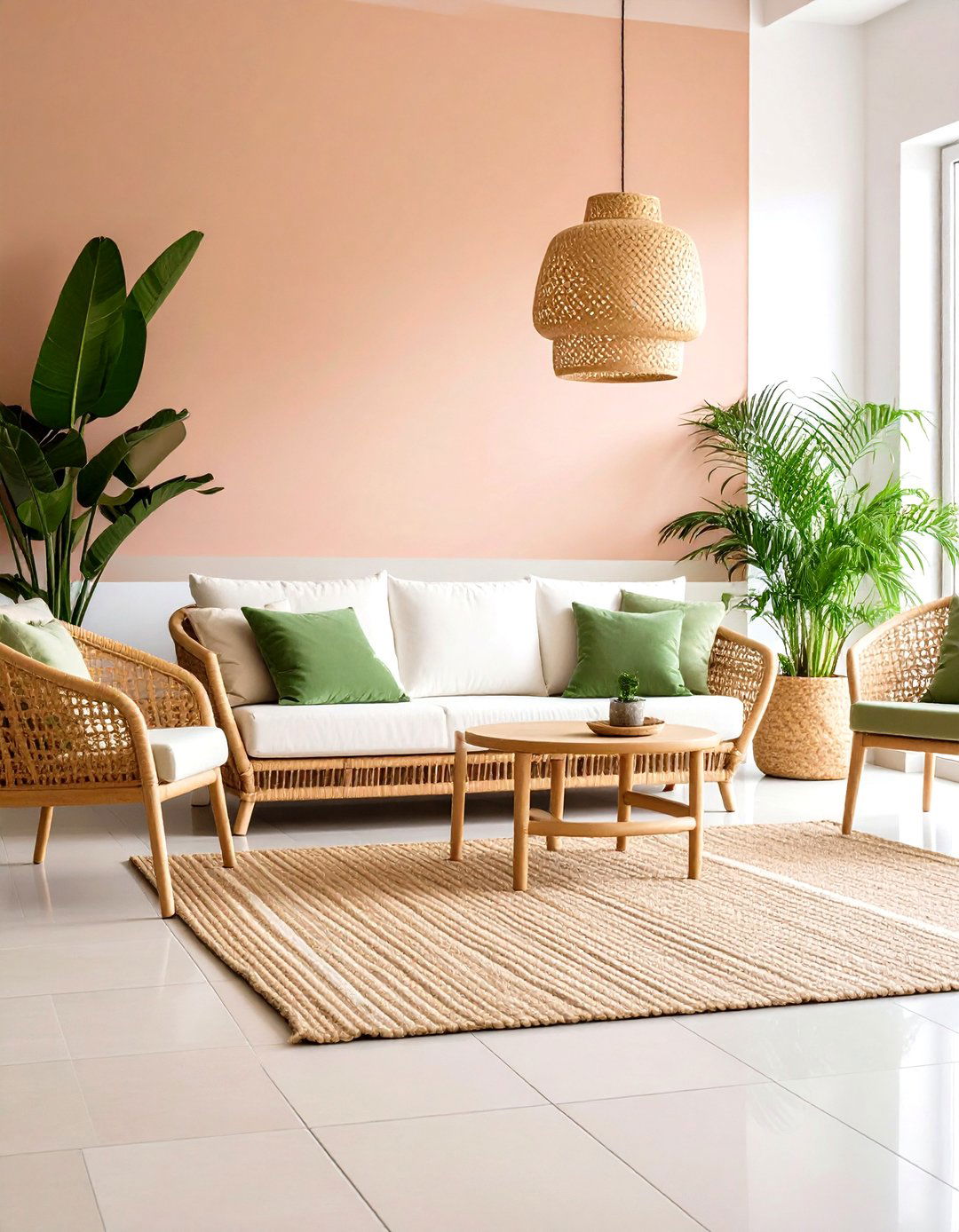 Guava Walls with Neutral Ceramic Floors - 20 Floor and Wall Color Ideas